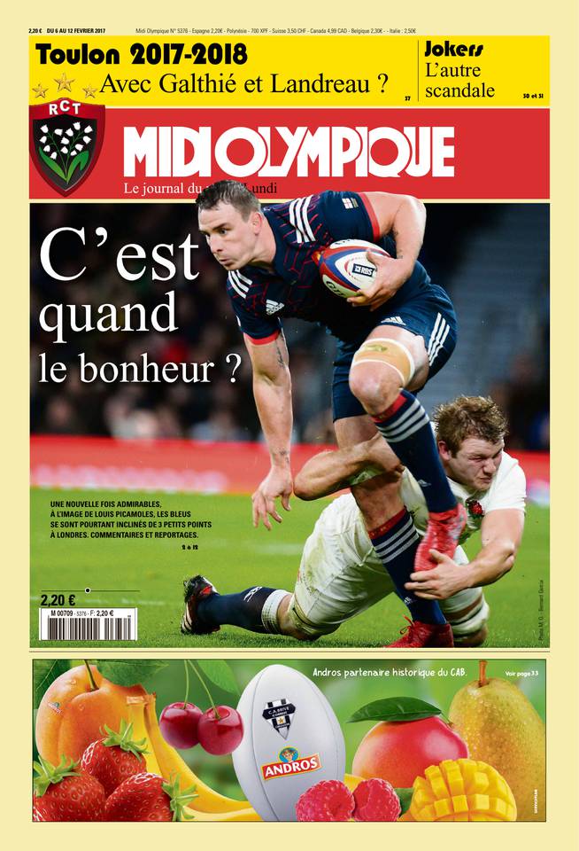Midi Olympique Rouge 06 février 2017 Midi Olympique Rouge du 06 février 2017 à télécharger sur iPad