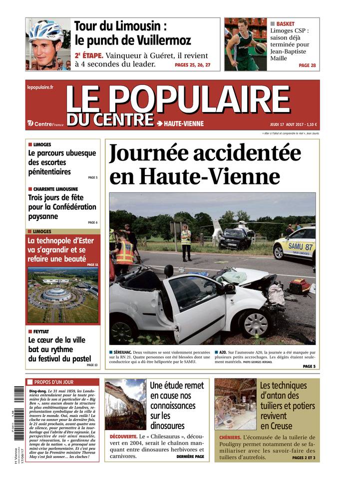 Le Populaire du Centre 17 août 2017 Abonnement Populaire du Centre Pas Cher avec le BOUQUET ePresse.fr