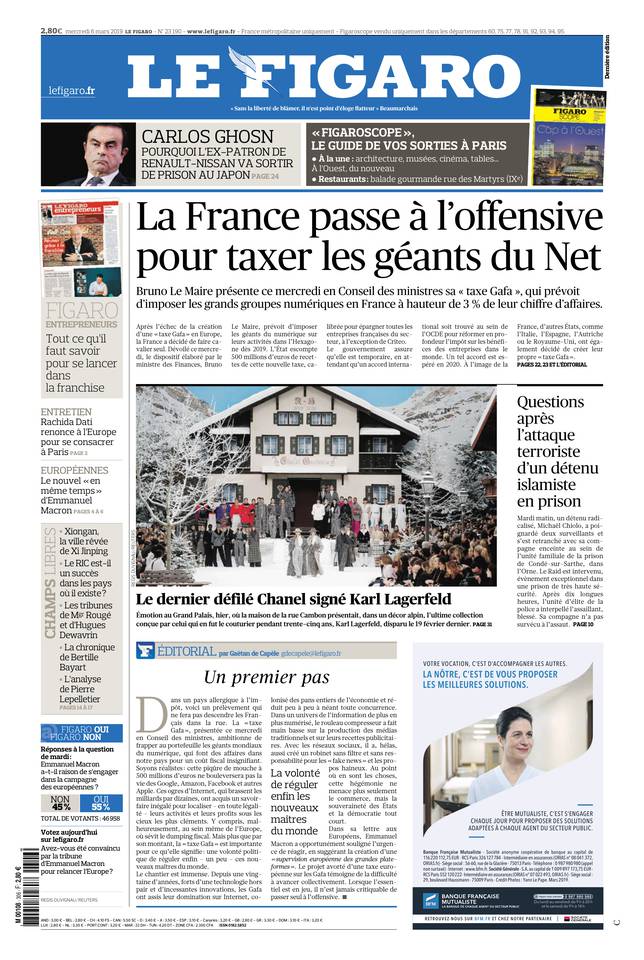 Le Figaro 06 mars 2019 Le Figaro du 06 mars 2019 à télécharger sur iPad