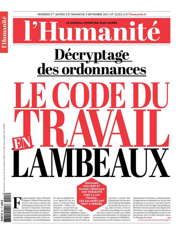L'Humanité 01 septembre 2017 L'Humanité du 01 septembre 2017 à télécharger sur iPad