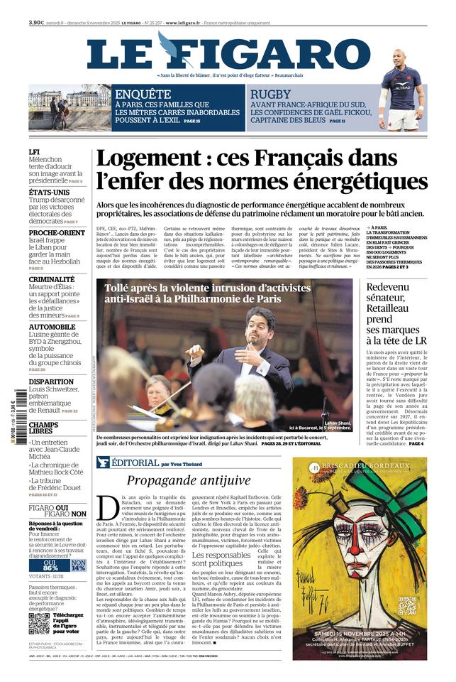 Le Figaro Une du 8 novembre 2025