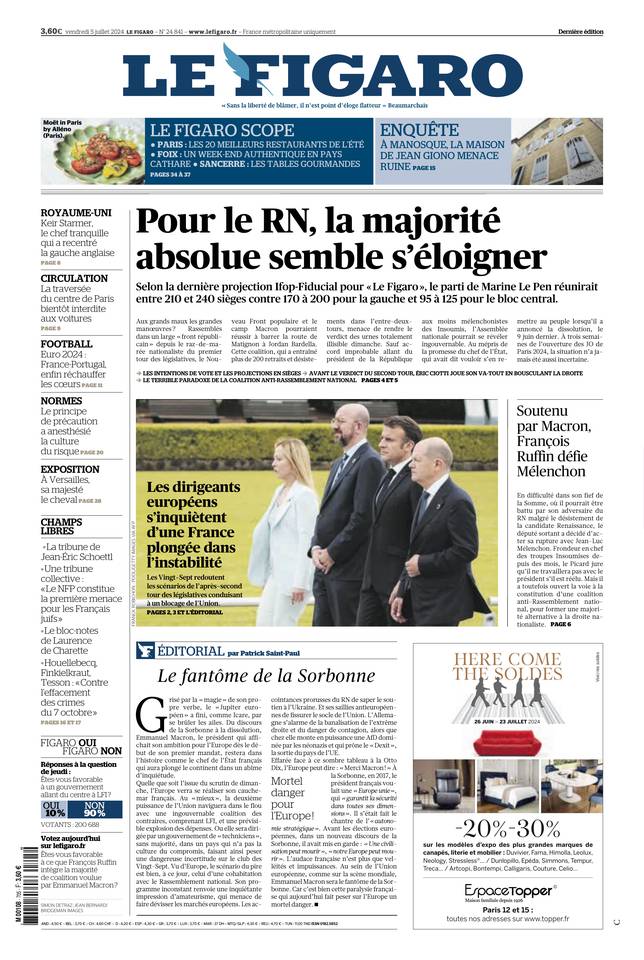 Le Figaro Une du 5 juillet 2024
