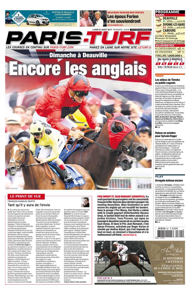 Paris Turf 21 août 2017 Abonnement Paris Turf Pas Cher avec le BOUQUET ePresse.fr