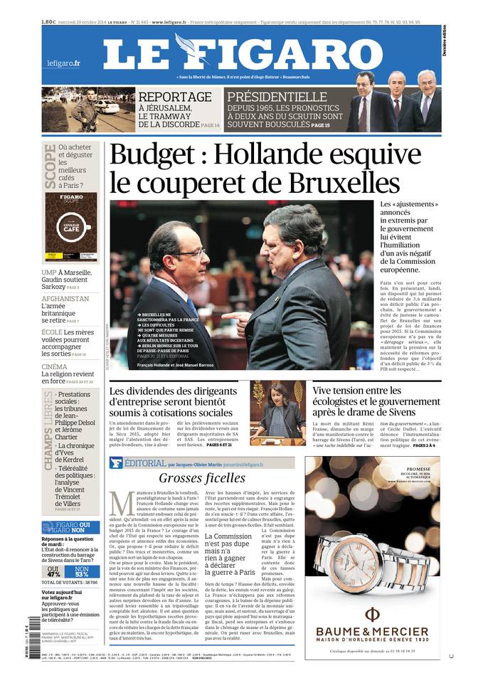 Le Figaro 29 octobre 2014 Le Figaro du 29 octobre 2014 à télécharger sur iPad