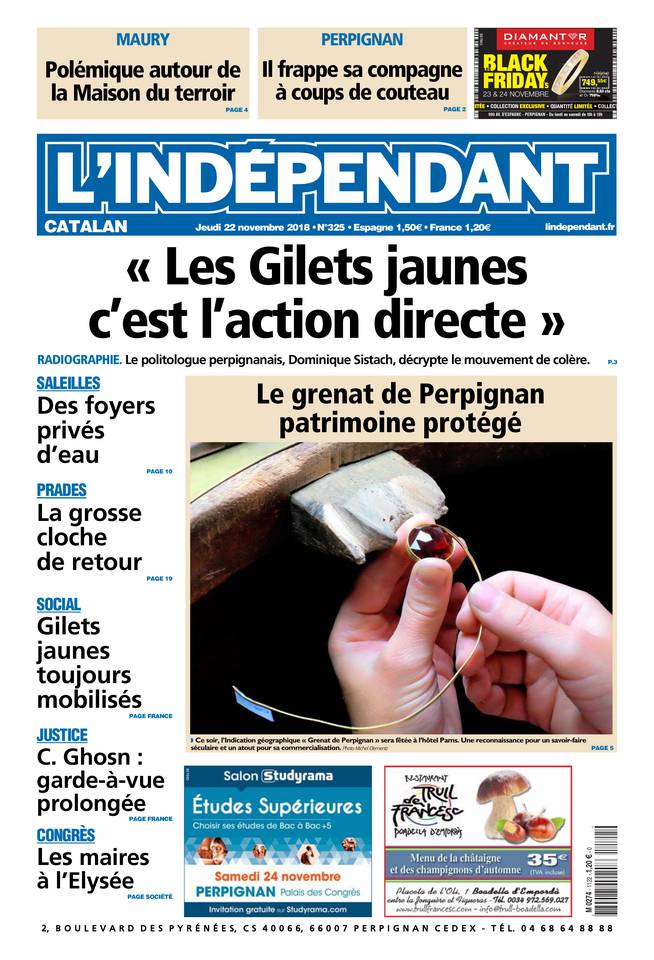 L'Indépendant 22 novembre 2018 L'Indépendant du 22 novembre 2018 à télécharger sur iPad