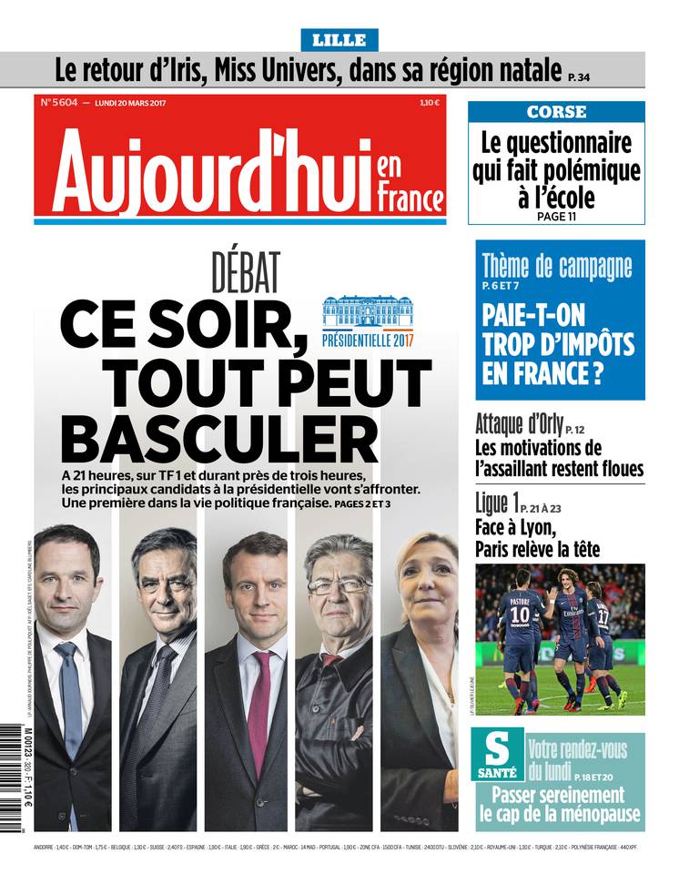 Aujourd'hui en France 20 mars 2017 Aujourd'hui en France du 20 mars 2017 à télécharger sur iPad