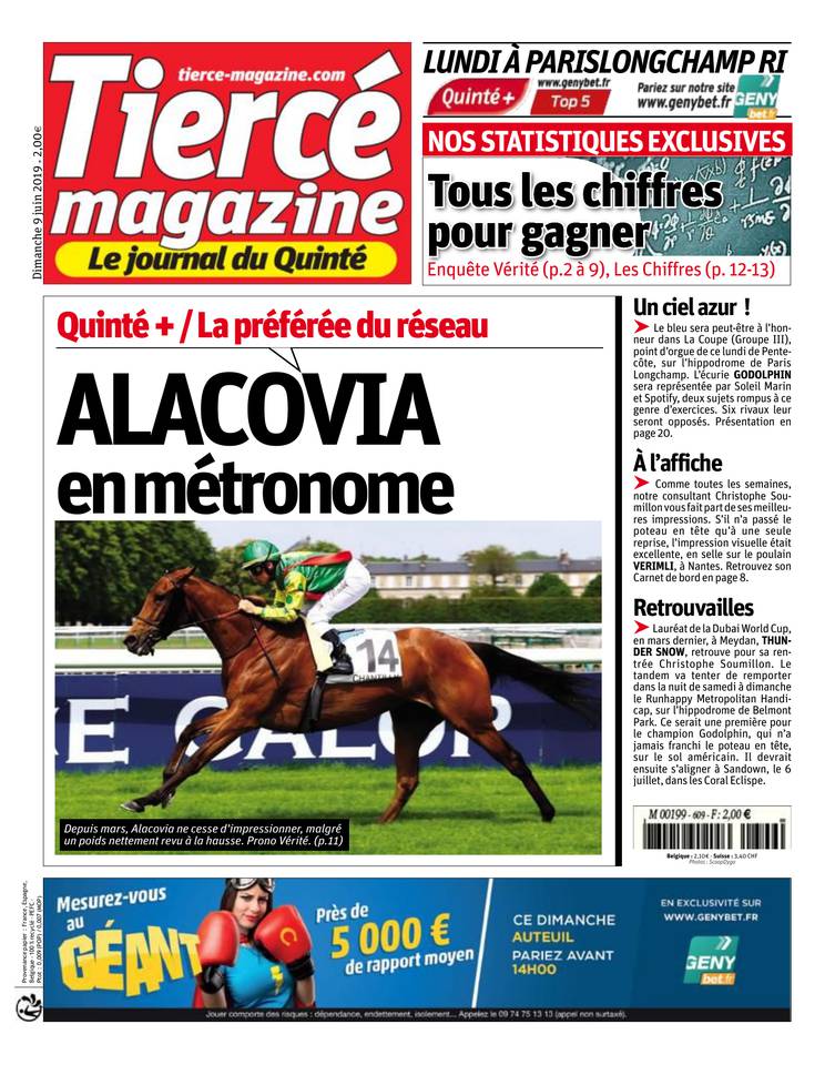 Tiercé Magazine 09 juin 2019 Tiercé Magazine du 09 juin 2019 à télécharger sur iPad