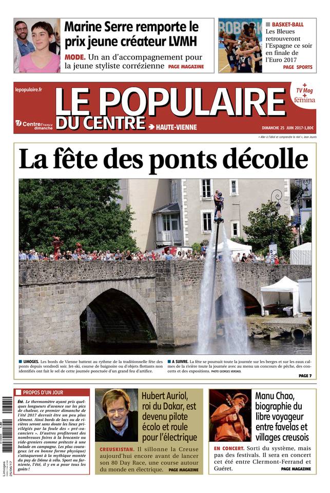 Le Populaire du Centre 25 juin 2017 Abonnement Populaire du Centre Pas Cher avec le BOUQUET ePresse.fr