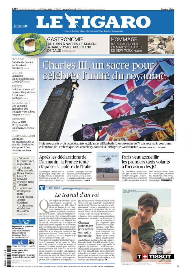 Le Figaro Une du 6 mai 2023