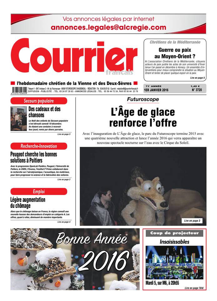 Courrier Français 01 janvier 2016 Courrier Français du 01 janvier 2016 à télécharger sur iPad