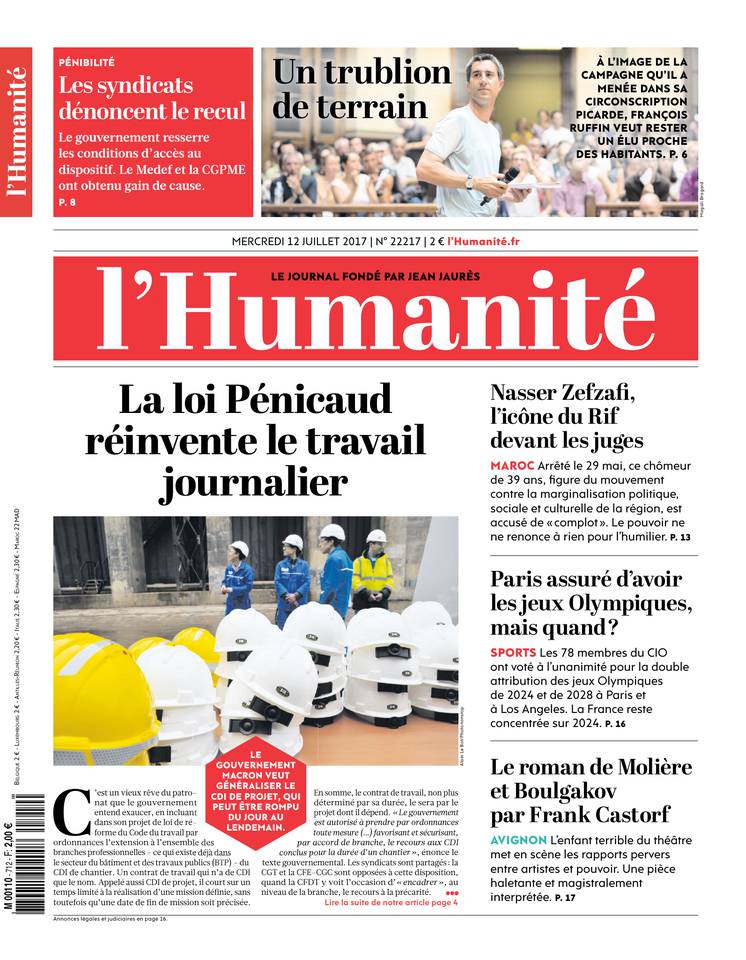L'Humanité 12 juillet 2017 L'Humanité du 12 juillet 2017 à télécharger sur iPad