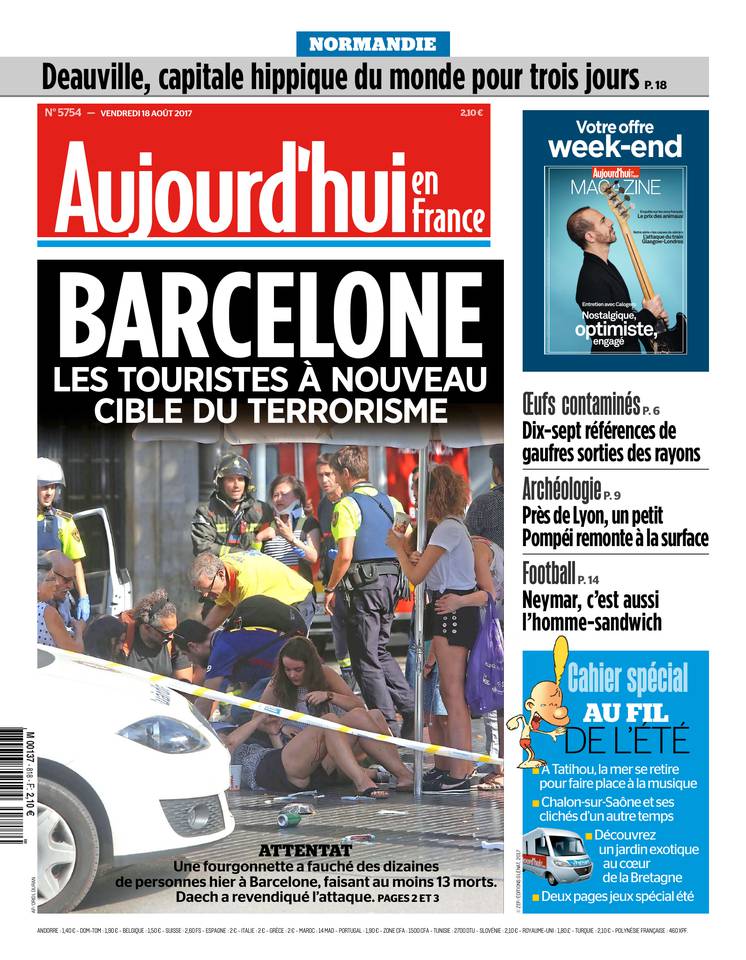 Aujourd'hui en France 18 août 2017 Abonnement Aujourd’hui en France Pas Cher avec le BOUQUET ePresse.fr