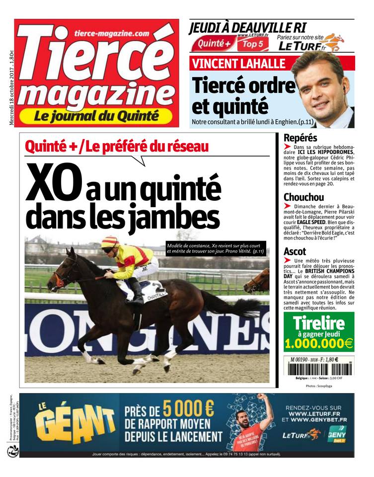 Tiercé Magazine 18 octobre 2017 Abonnement Tiercé Mag Pas Cher avec le BOUQUET ePresse.fr
