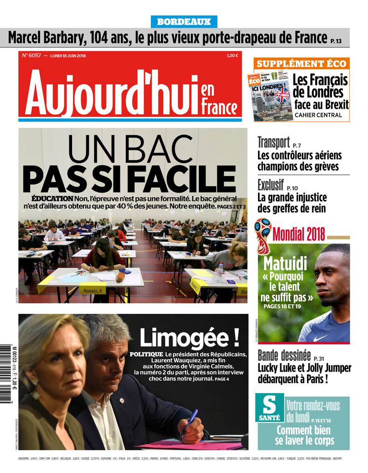 Aujourd'hui en France 18 juin 2018 Aujourd'hui en France du 18 juin 2018 à télécharger sur iPad