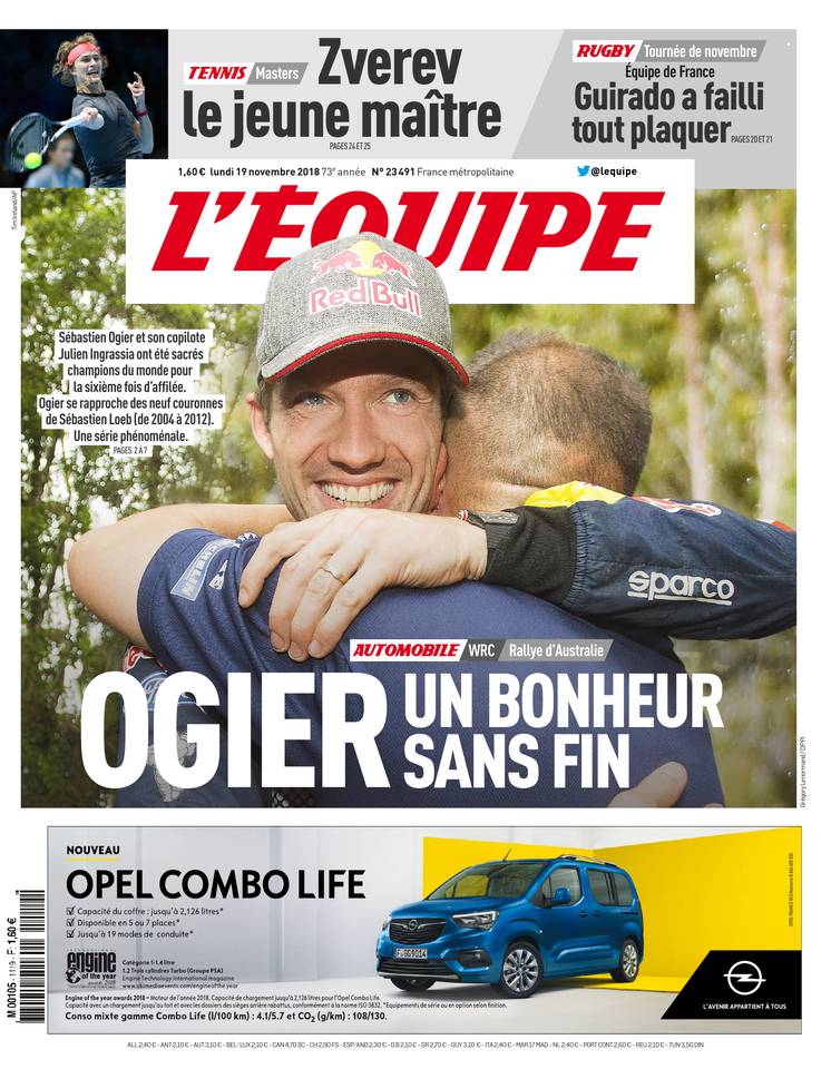 L'Équipe 19 novembre 2018 L'Équipe du 19 novembre 2018 à télécharger sur iPad