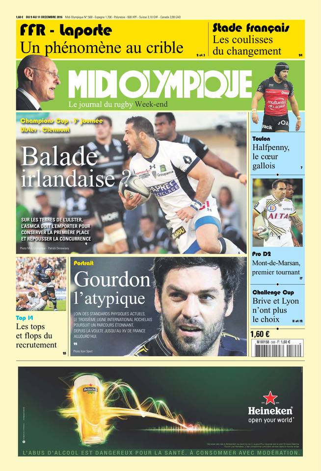 Midi Olympique Vert 09 décembre 2016 Midi Olympique Vert du 09 décembre 2016 à télécharger sur iPad