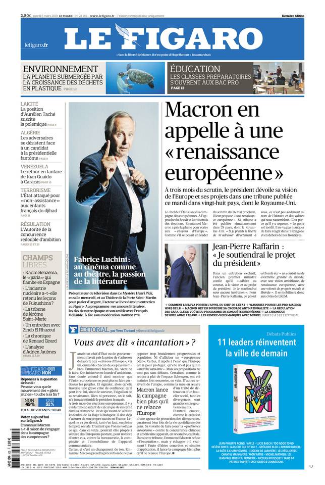 Le Figaro 05 mars 2019 Le Figaro du 05 mars 2019 à télécharger sur iPad
