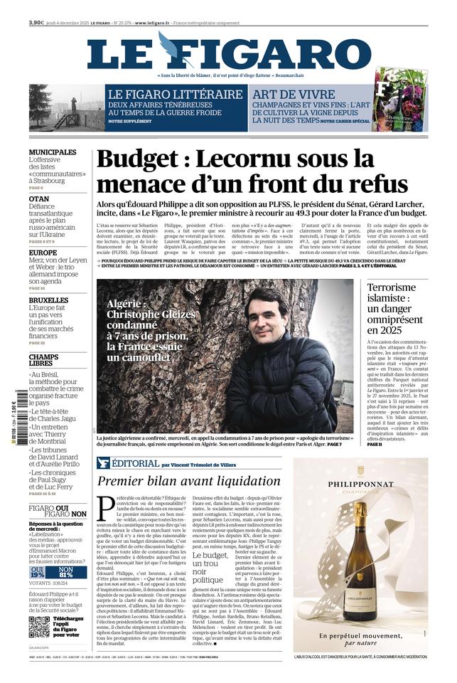 Le Figaro Une du 4 décembre 2025