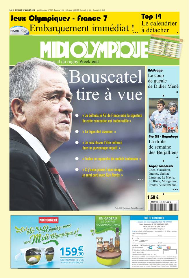 Midi Olympique Vert 15 juillet 2016 Midi Olympique Vert du 15 juillet 2016 à télécharger sur iPad