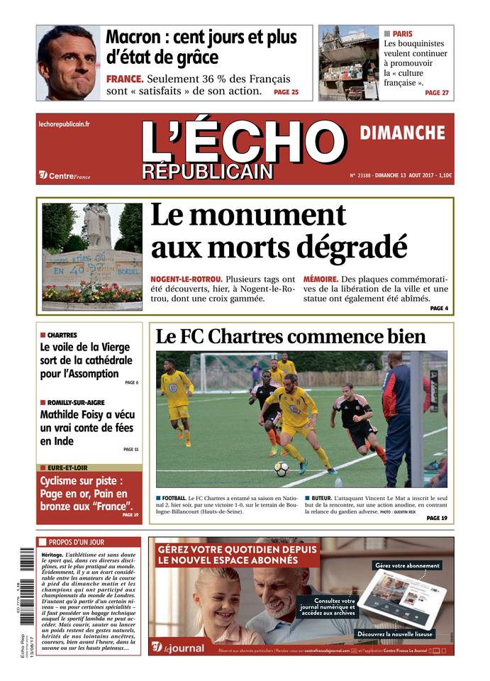 L'Écho Républicain 13 août 2017 L'Écho Républicain du 13 août 2017 à télécharger sur iPad