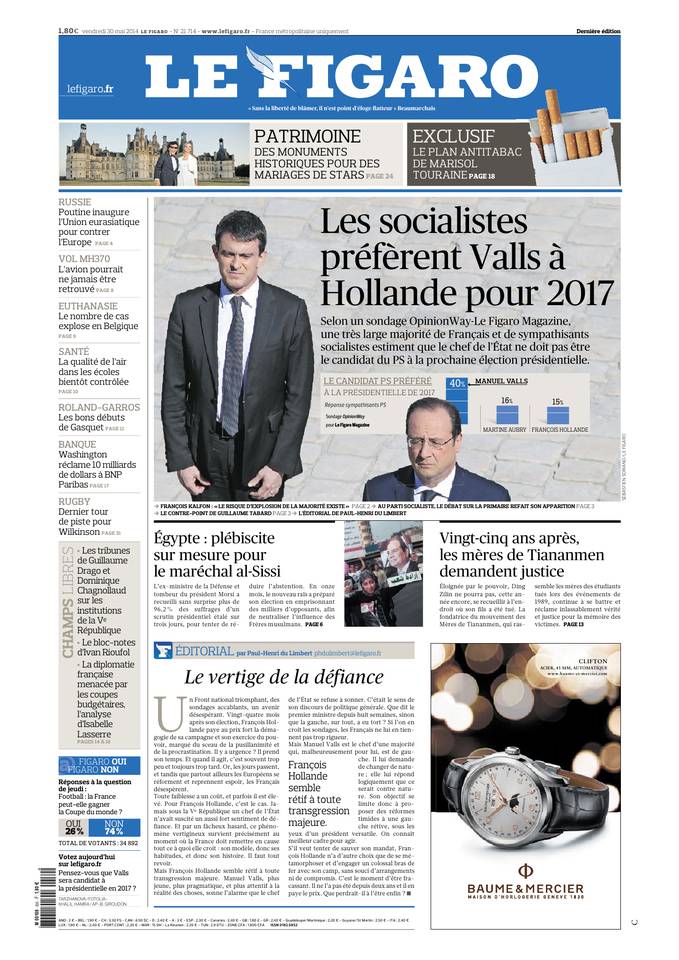 Le Figaro 30 mai 2014 Le Figaro du 30 mai 2014 à télécharger sur iPad