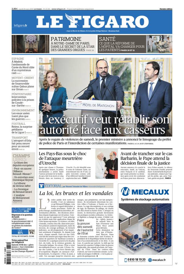 Le Figaro 19 mars 2019 Le Figaro du 19 mars 2019 à télécharger sur iPad