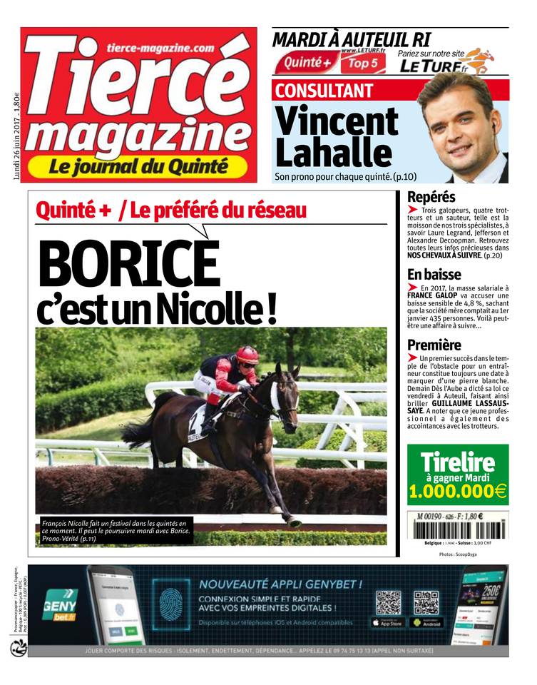 Tiercé Magazine 26 juin 2017 Abonnement Tiercé Mag Pas Cher avec le BOUQUET ePresse.fr