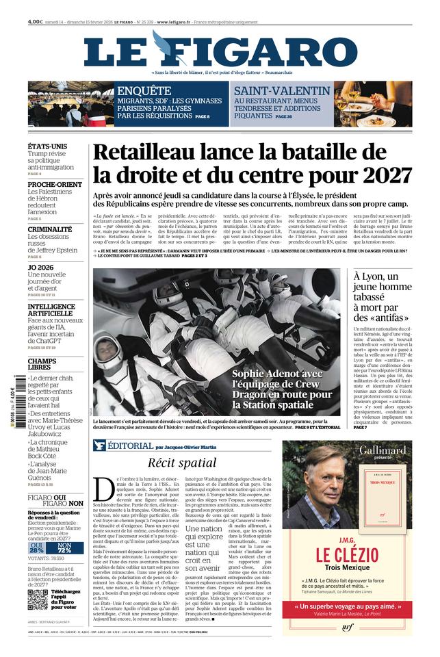 Le Figaro Une du 14 février 2026