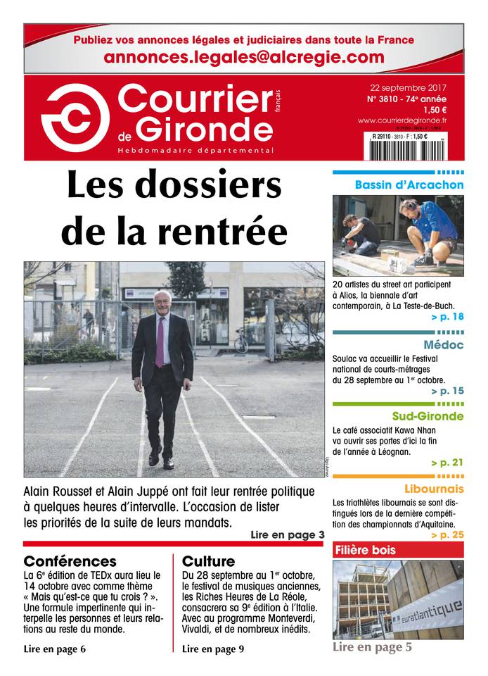 Courrier de Gironde 22 septembre 2017 Courrier de Gironde du 22 septembre 2017