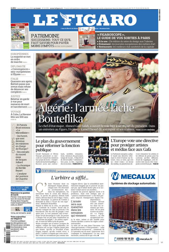 Le Figaro 27 mars 2019 Le Figaro du 27 mars 2019 à télécharger sur iPad