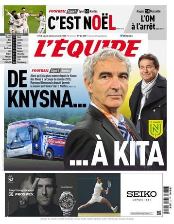 Le journal L'Équipe : l'édition du 24 décembre 2020 - L'Équipe