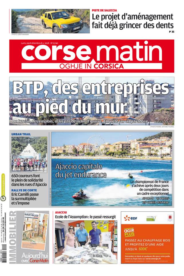Corse Matin île 24 septembre 2018 Corse Matin île du 24 septembre 2018