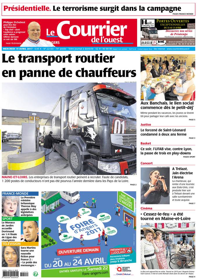 Le Courrier de l'Ouest 19 avril 2017 Le Courrier de l'Ouest du 19 avril 2017 à télécharger sur iPad