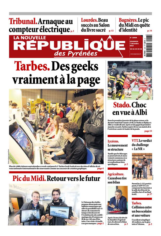 La Nouvelle République des Pyrénées 07 décembre 2018 La Nouvelle République des Pyrénées du 07 décembre 2018 à télécharger sur iPad