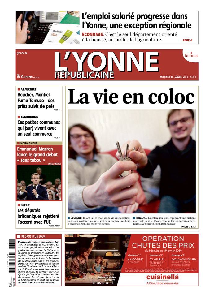 L'Yonne Républicaine 16 janvier 2019 Abonnement L'Yonne Républicaine Pas Cher avec BOUQUET INFO ePresse.fr