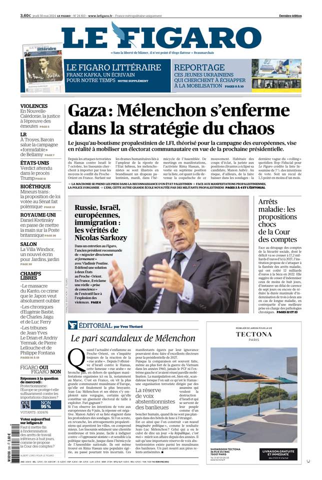 Le Figaro Une du 30 mai 2024