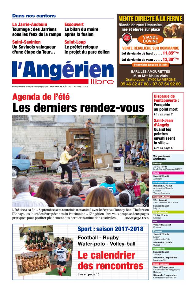 L'Angérien Libre 25 août 2017 L'Angérien Libre N°4615 du 25 août 2017 à télécharger sur iPad