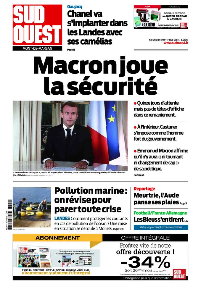 Sud Ouest 17 octobre 2018 Abonnement Sud Ouest Pas Cher avec BOUQUET INFO ePresse.fr