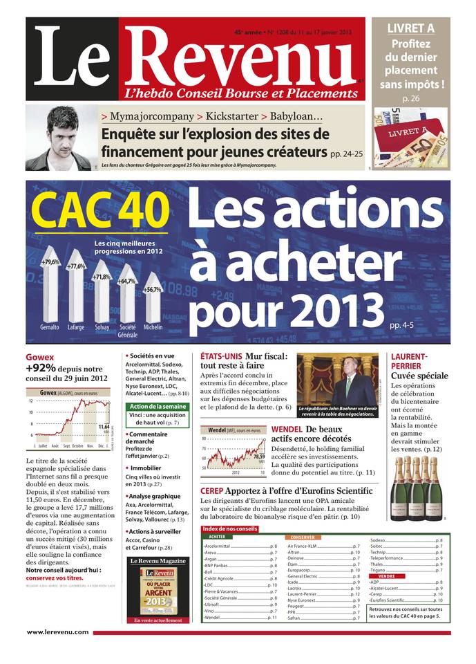 Le Revenu 11 janvier 2013 Le Revenu N°1208 du 11 janvier 2013 à télécharger sur iPad