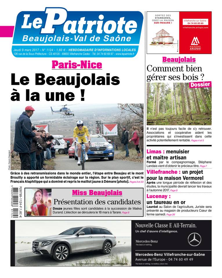 Le Patriote Beaujolais 09 mars 2017 Le Patriote Beaujolais du 09 mars 2017 à télécharger sur iPad