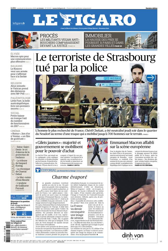 Le Figaro 14 décembre 2018 Le Figaro du 14 décembre 2018 à télécharger sur iPad