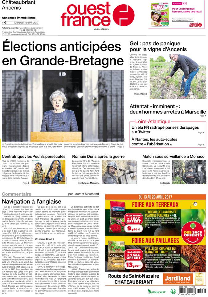 Ouest-France 19 avril 2017 Ouest-France du 19 avril 2017 à télécharger sur iPad