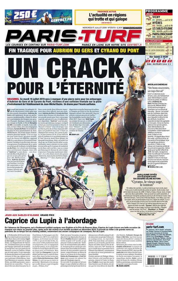 Paris Turf 17 juillet 2019 Abonnement Paris Turf Pas Cher avec le BOUQUET ePresse.fr