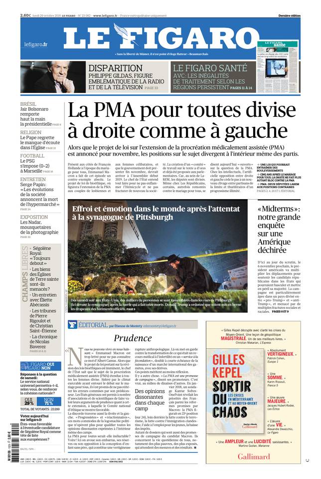 Le Figaro 29 octobre 2018 Le Figaro du 29 octobre 2018 à télécharger sur iPad
