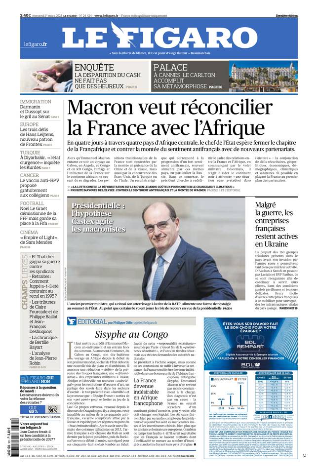 Le Figaro Une du 1 mars 2023