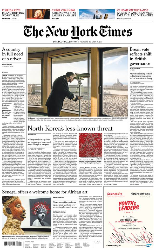 International New York Times 17 janvier 2019 Abonnement International NY Times Pas Cher avec le BOUQUET ePresse.fr