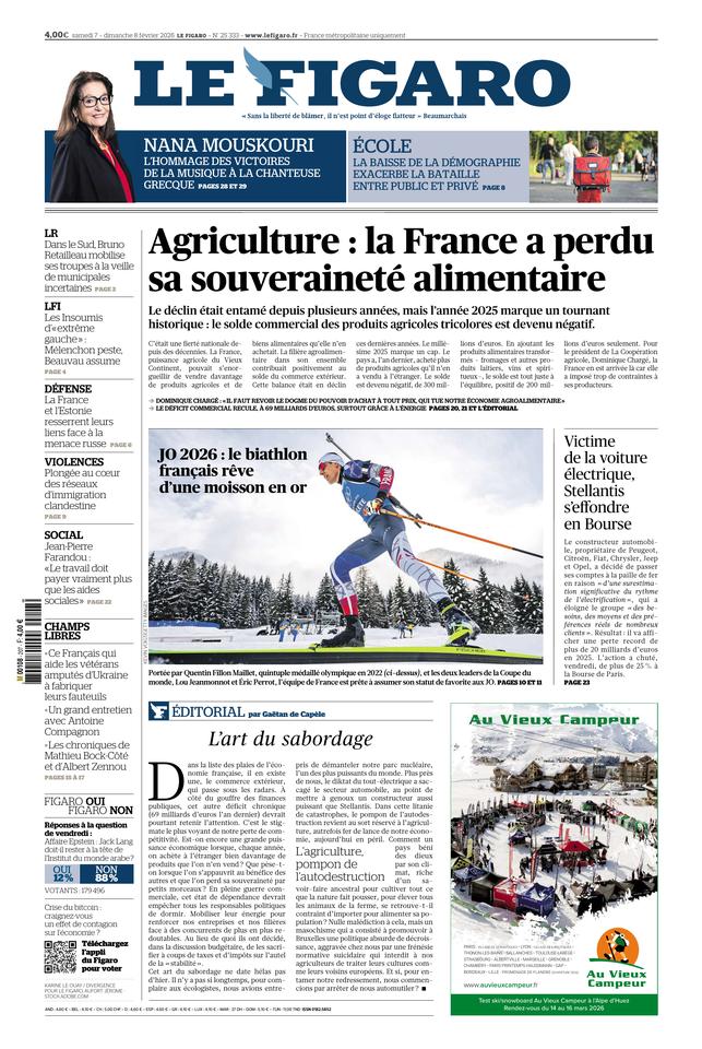 Le Figaro Une du 7 février 2026