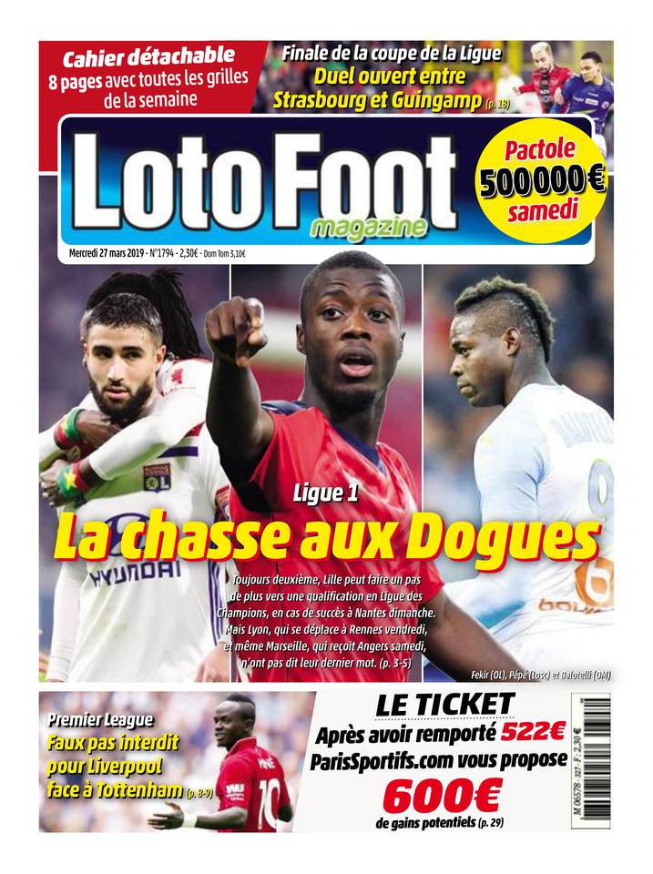 Loto Foot Magazine 27 mars 2019 Loto Foot Magazine du 27 mars 2019 à télécharger sur iPad
