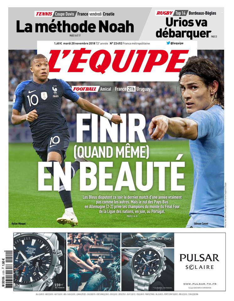 L'Équipe 20 novembre 2018 L'Équipe du 20 novembre 2018 à télécharger sur iPad
