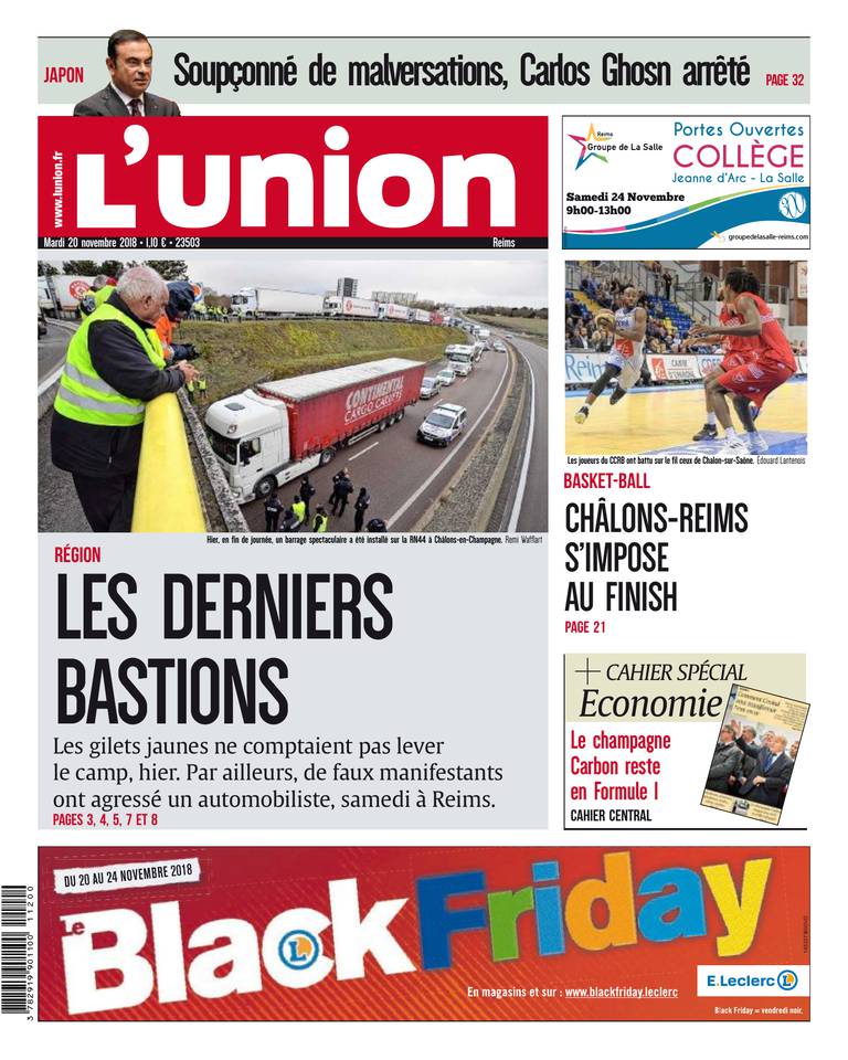 L'Union Ardennes 20 novembre 2018 L'Union Ardennes - Reims du 20 novembre 2018